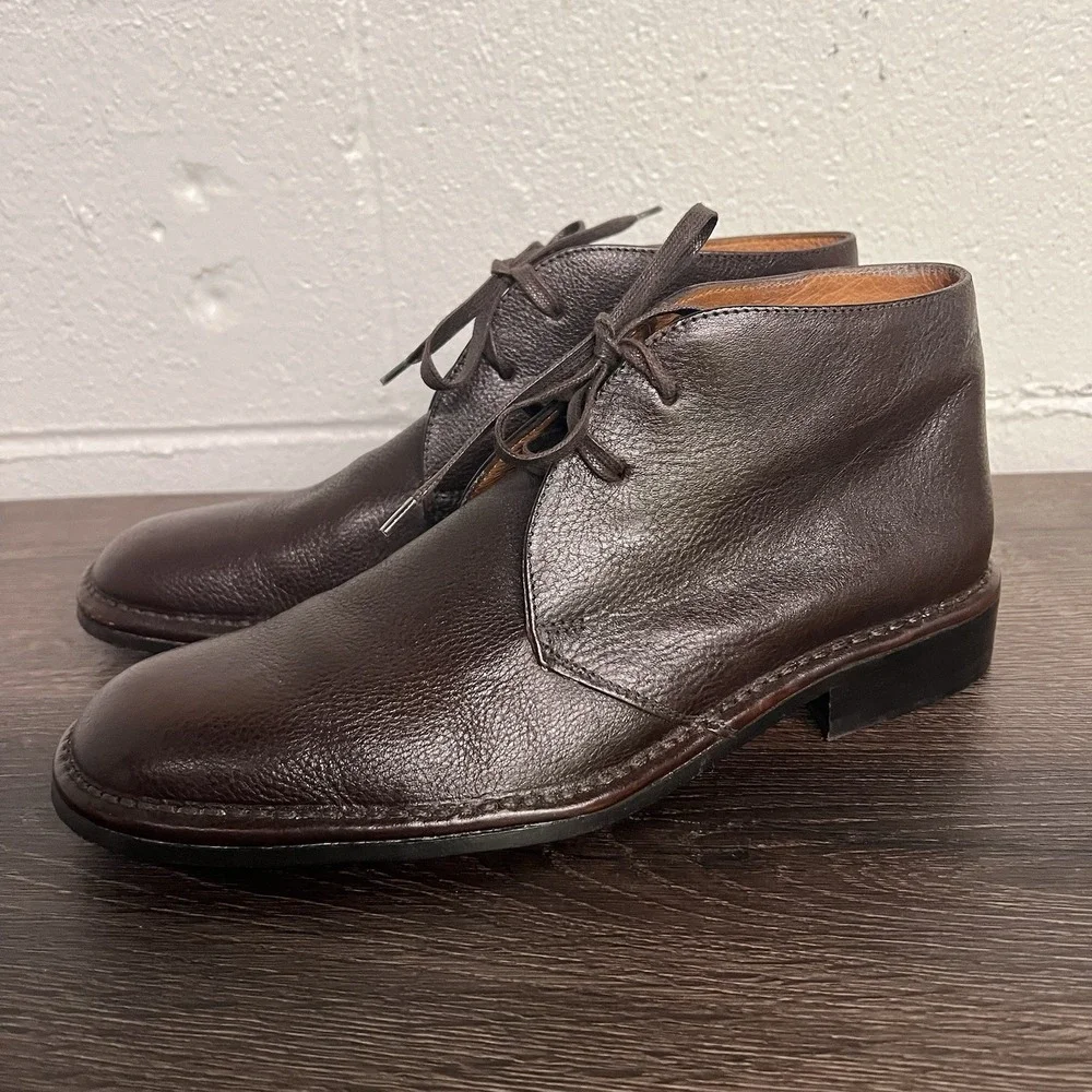 John Varvatos Men Size 9 Brown Leather Chukka Boots Handmade Italy F199D3 77 204